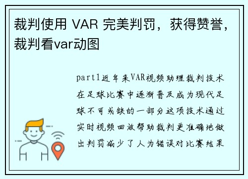 裁判使用 VAR 完美判罚，获得赞誉，裁判看var动图